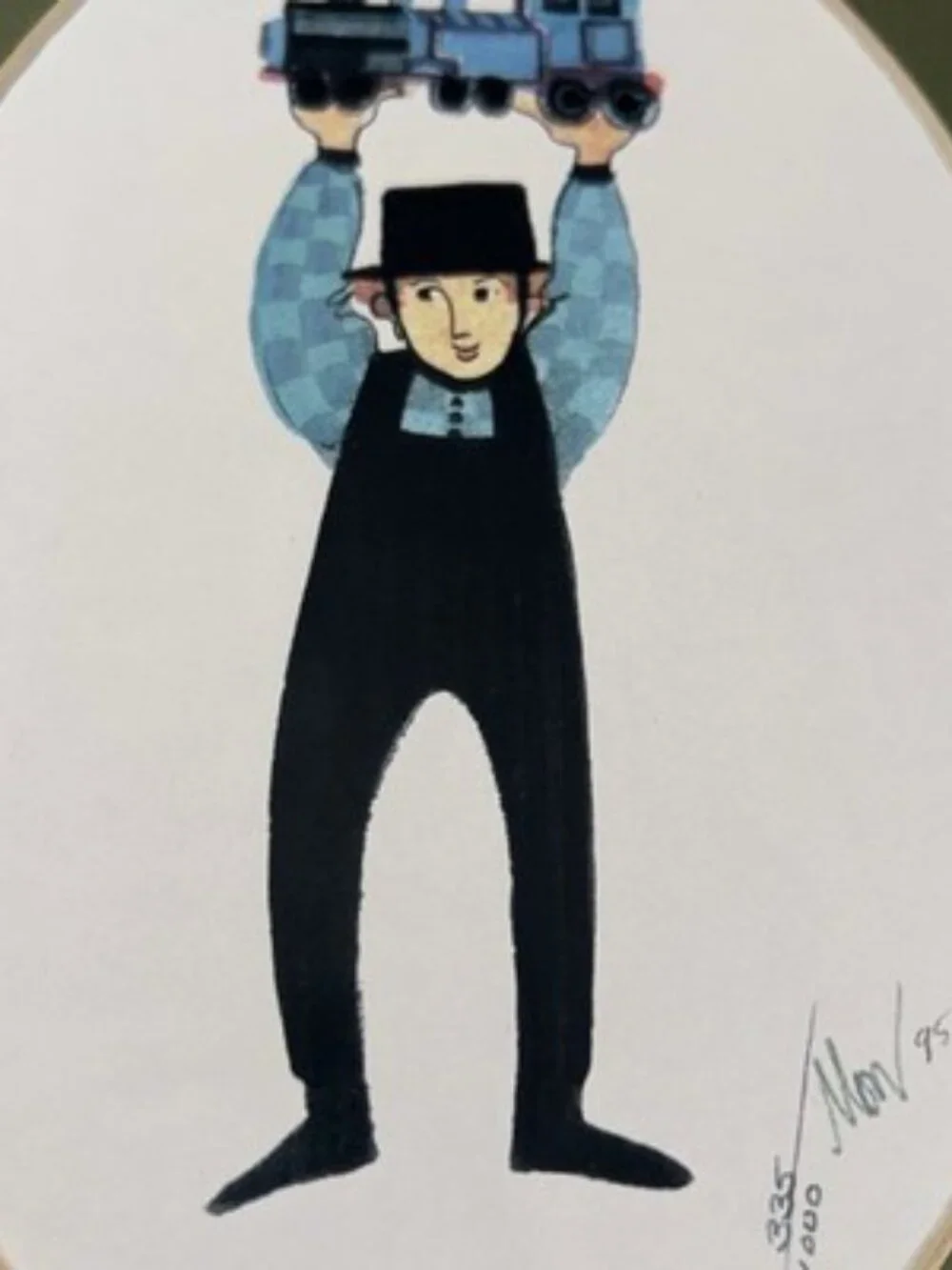 P Buckley Moss Matthew's Train Signed Lithograph Print 235/1000 Vintage 1995 Boy